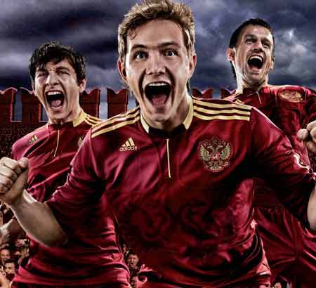 Camisas de casa y de salida para la selección rusa 2009 - 10