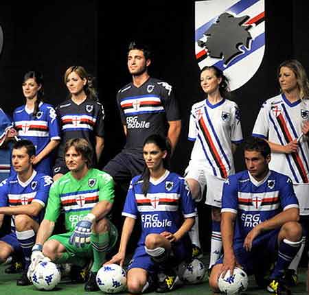 Sampdoria 2010 - 11 Home and Go shirts