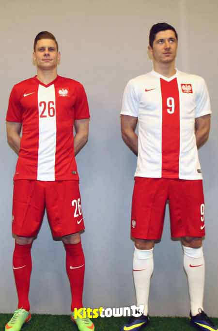 Camisas de casa y de campo para la selección nacional polaca 2014 - 15