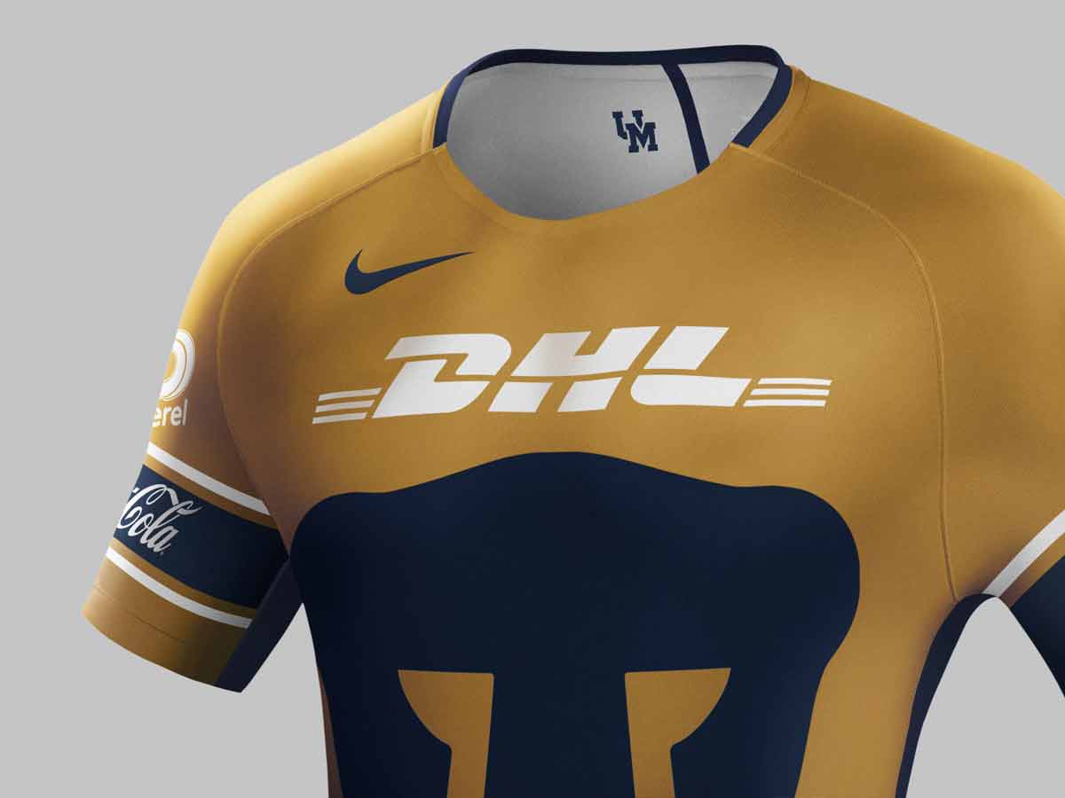 Segunda camiseta de salida del Puma de la Universidad Nacional Autónoma para la temporada 2018