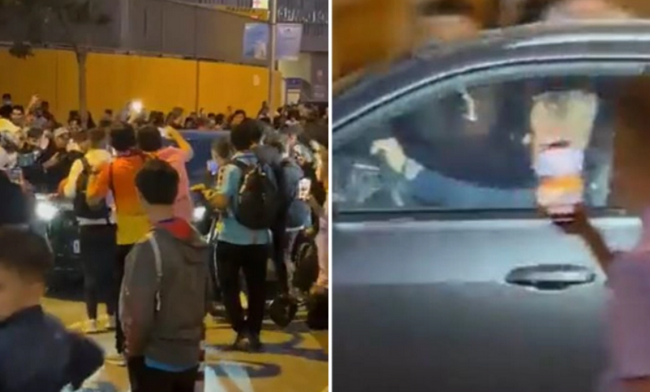Los fans de Barcelona están furiosos con el asedio de Koman mientras su coche grita insultos en la cara