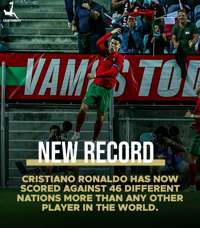 ¡Romper 46 puertas de diferentes equipos nacionales!Ronaldo es el primero en la historia del fútbol